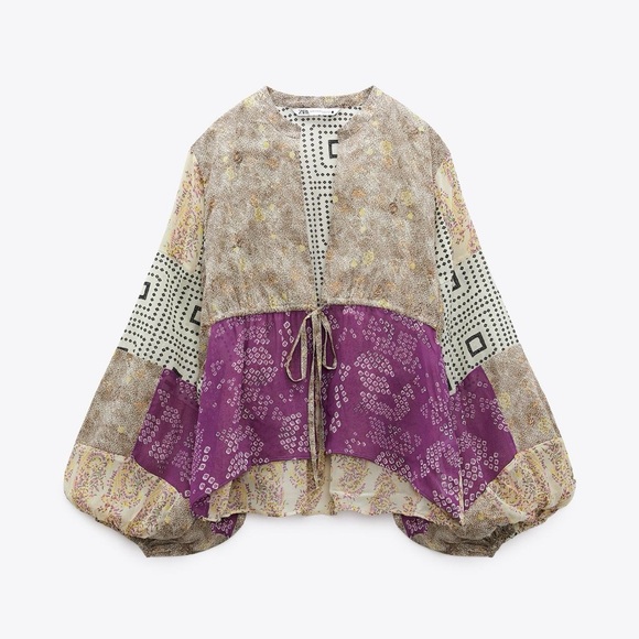 Zara Patchwork Blouse - Picture 1 of 2